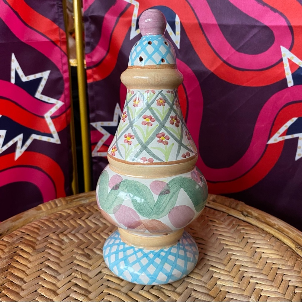 Vintage Mackenzie Childs Sugar Shaker Monet Ceramic Pottery Hand Painted Floral - Picture 4 of 9
